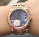 Copy Rolex Datejust Rose Gold Diamond Bezel /Diamond Markers Watch 36mm